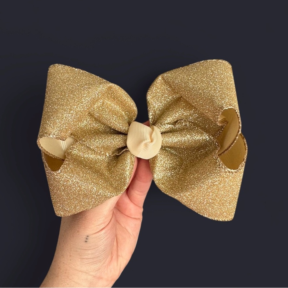 Gold Glitter smocked bow